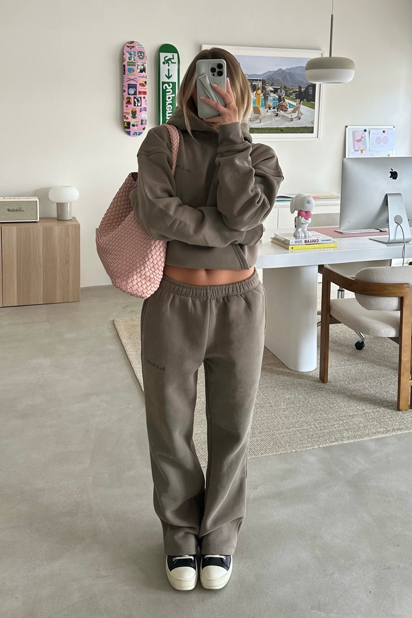 Baby Pink Woven Shoulder Bag