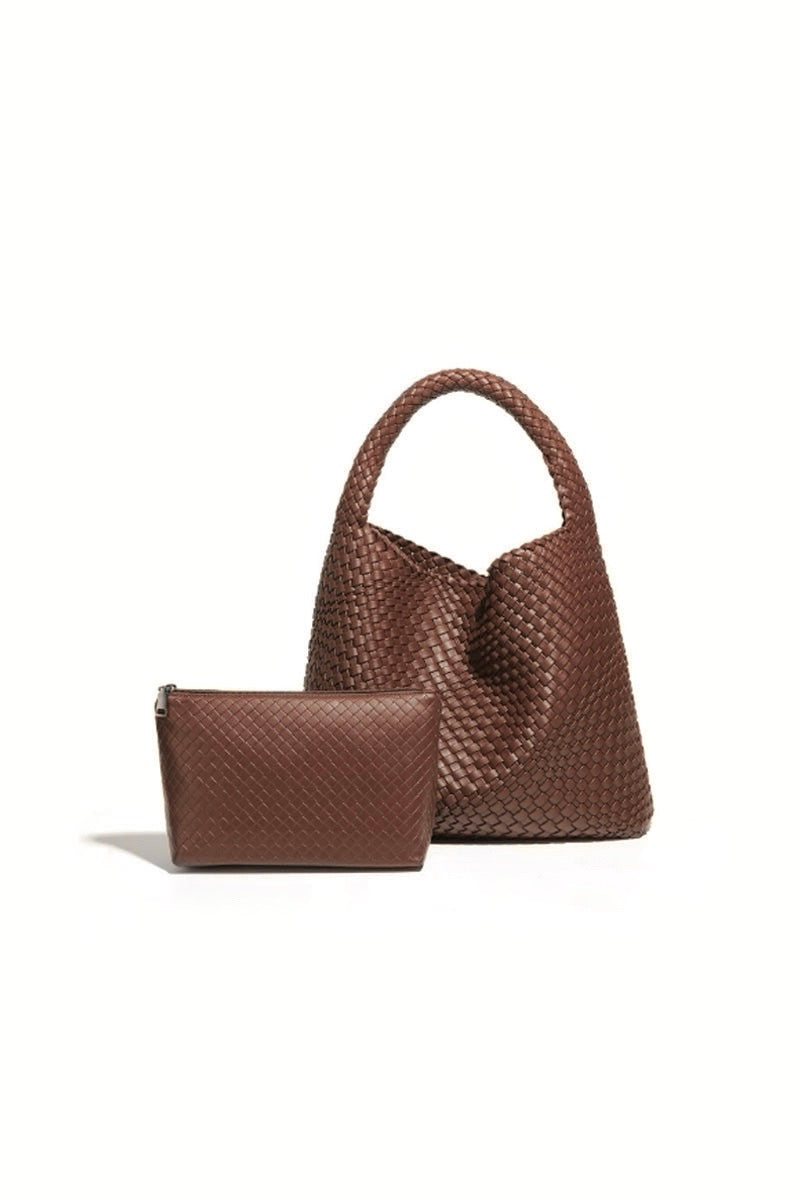 Brown Woven Shoulder Bag