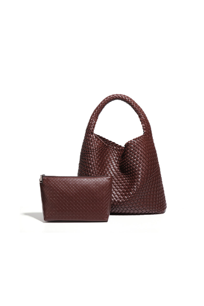 Coffee Woven Shoulder Bag