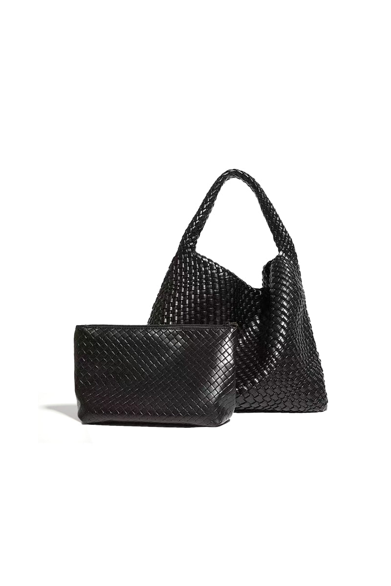 Black Woven Shoulder Bag