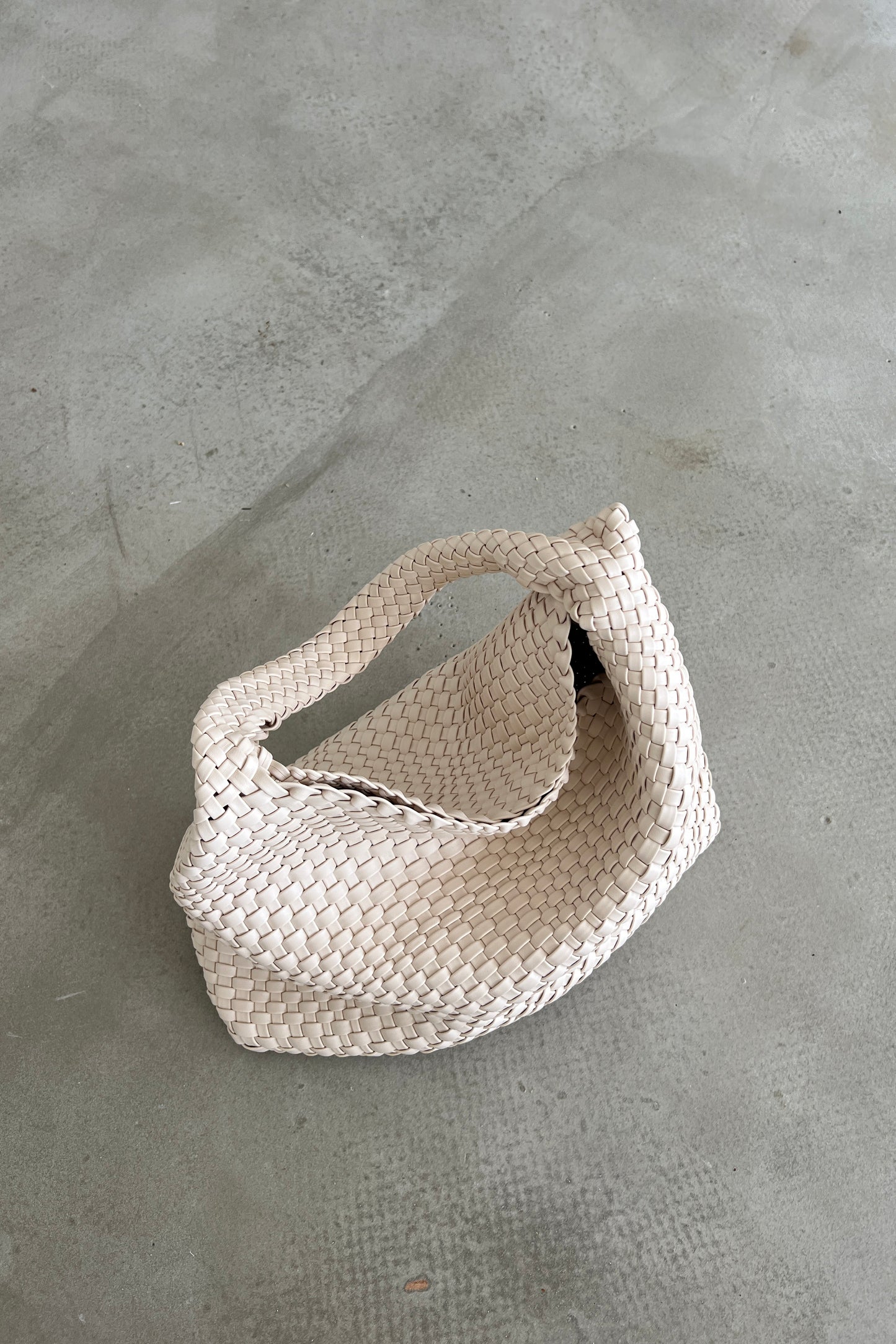 Cream Woven Shoulder Bag