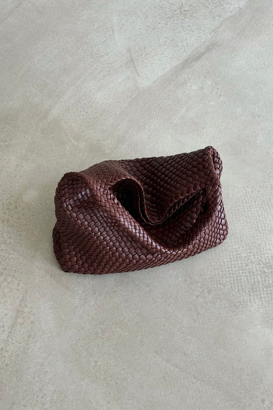 Coffee Woven Shoulder Bag