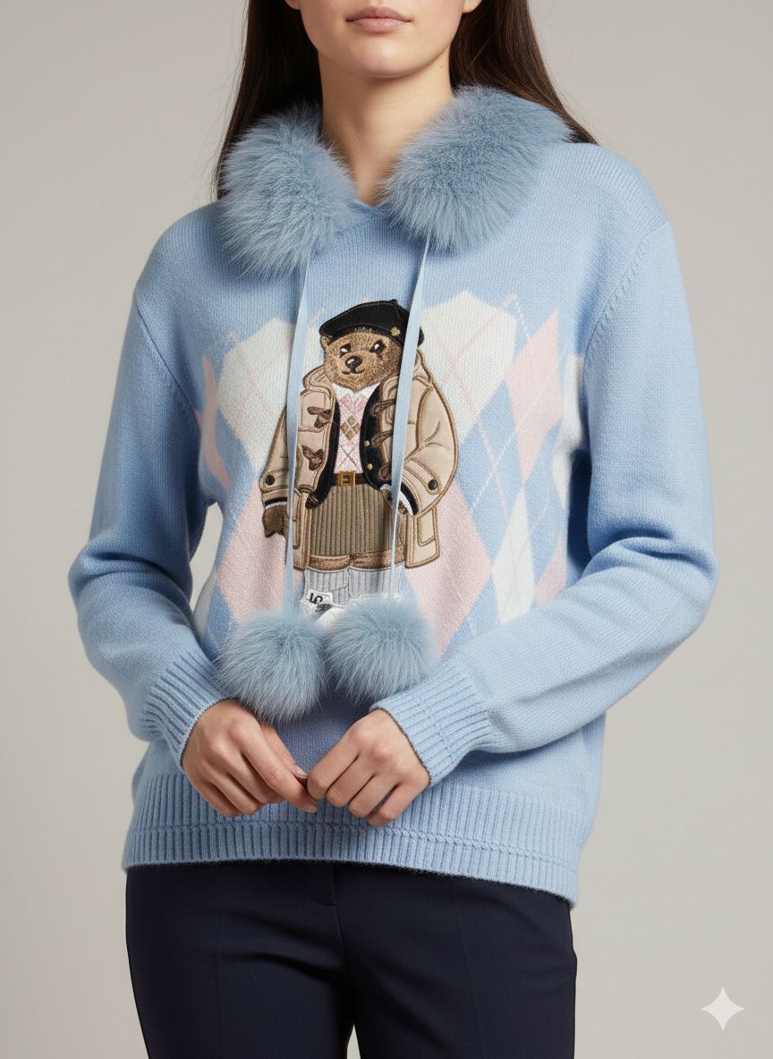 Barney - Knitted Fur Hoodie